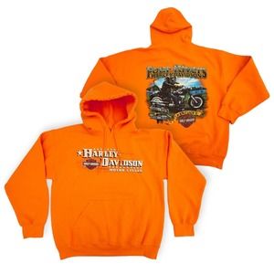 Harley Davidson Hoodie Size M Orange Four Rivers Kentucky HD Motorcycle Bike Rat